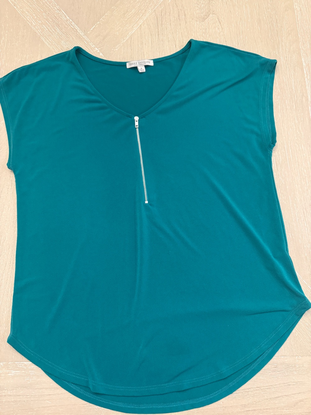 Green Envelope Teal Green Zip-Front Women's Top